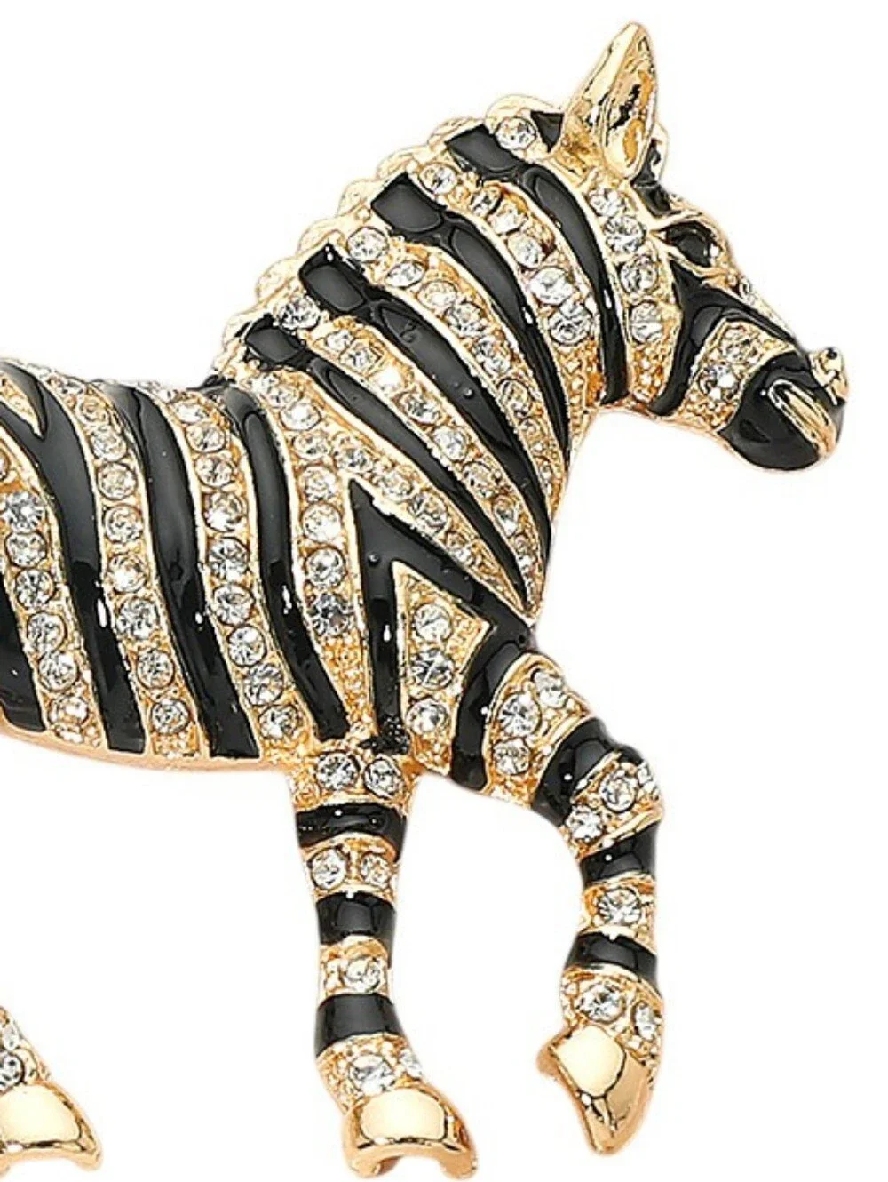 Gold Zebra Rhinestone Crystal Bling 2.25